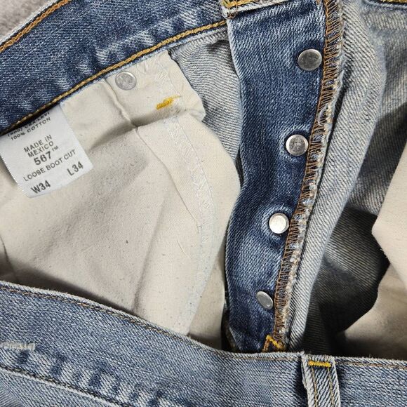 Vintage Levis 567 Jeans Mens 34x34 Blue Loose Bootcut Pants Baggy Y2K (32x32) - Picture 12 of 15
